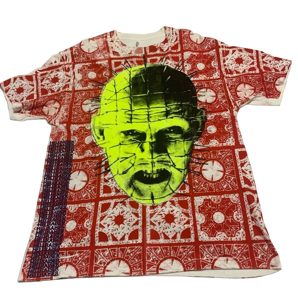 MENS HELLRAISER PINHEAD ALL OVER PRINT RARE GLOW IN DARK HALLOWEEN SHIRT SIZE XL